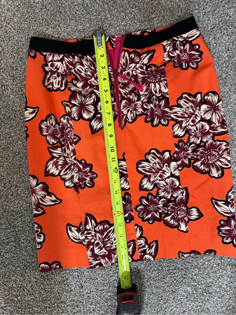 Anthropologie-Maeve Gardencore Orange Floral Pencil Skirt - Picture 7 of 8